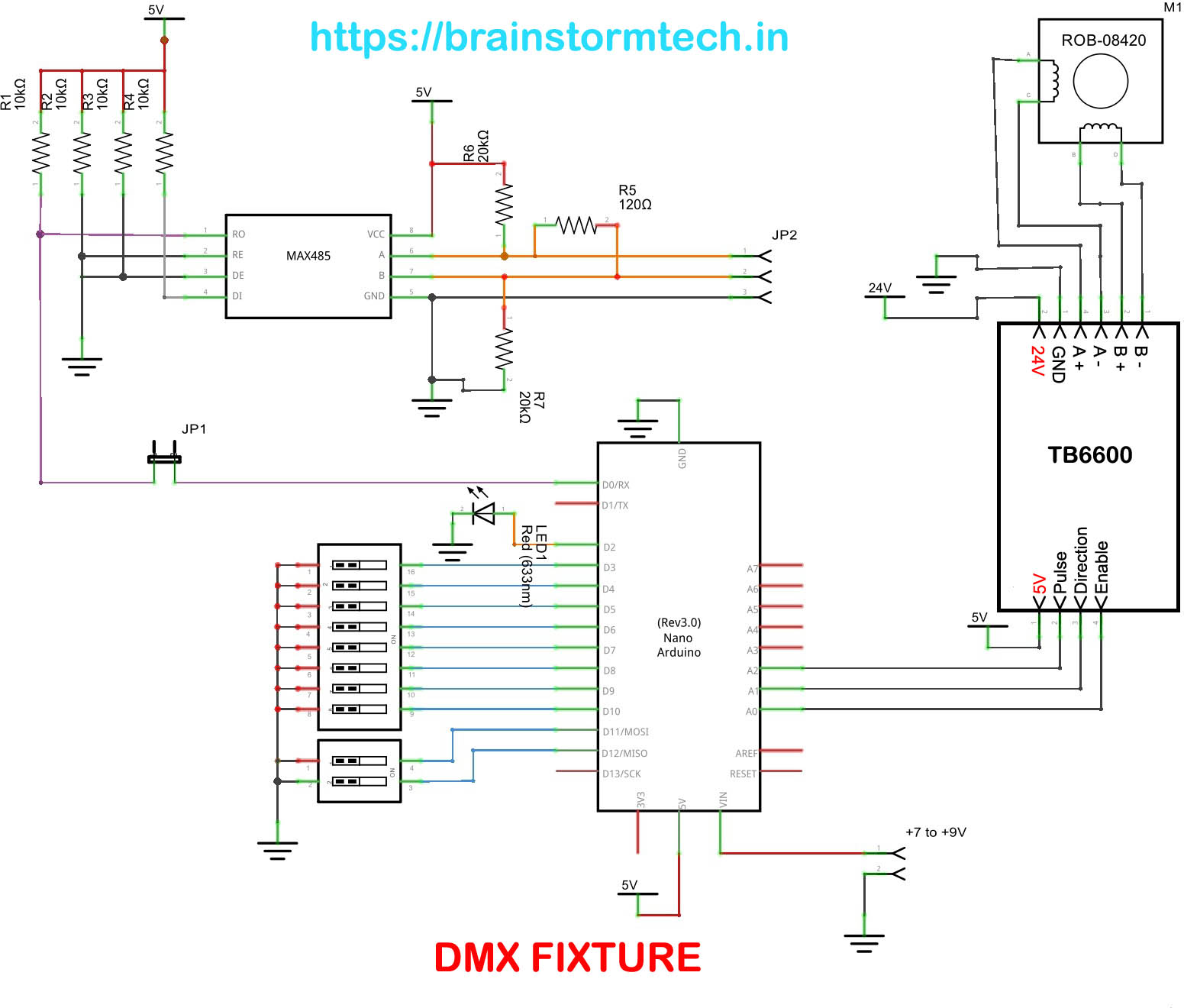 How To Build Dmx512 Fixture Using Arduino Nano & Max485 Ic